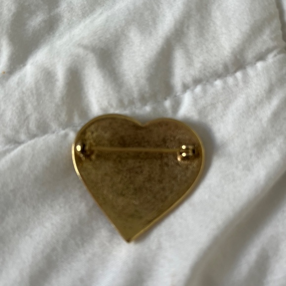 VTG Heart Enamel Aurora Borealis Rhinestones Brooch Pin - Picture 4 of 4